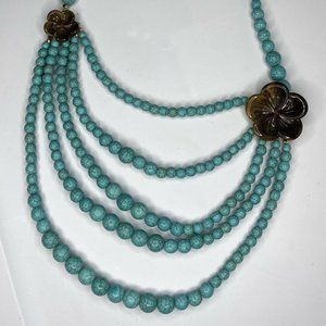 Turquoise Blue Multi Layered Strand Bead Chunky